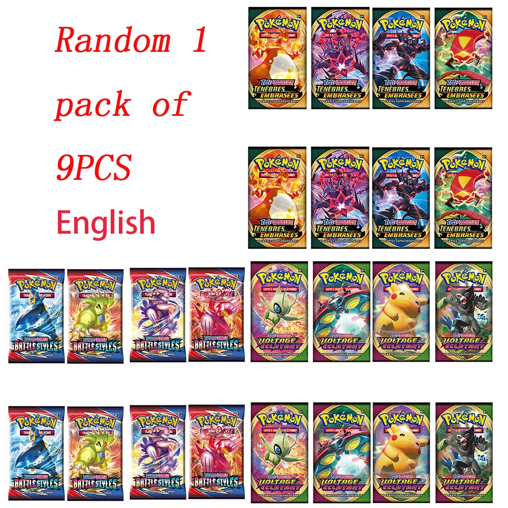 

9 шт. Покемон, без повторов, MEGA Сияющие карты, Коллекция игр, Боевая карта, торговые карты, французская версия, V MAX тренер, детская игрушка, под...