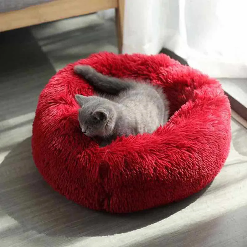 

Pet Cat Bed House Long Plush Dogs Basket Kennel Winter Warm Sleeping Bag Pet Products Cushion Mat Cat Supplies