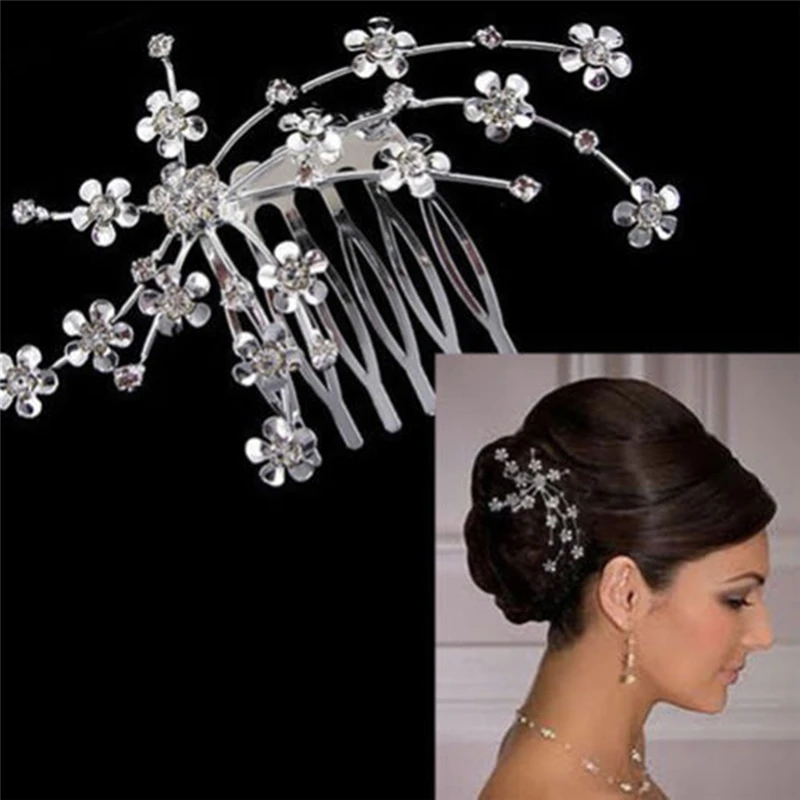 

Imixlot Simple Vintage Rhinestone Plum Blossom Hair Comb Women Bridal Wedding Crystal Flower Disk Hairpins Hair Accessories