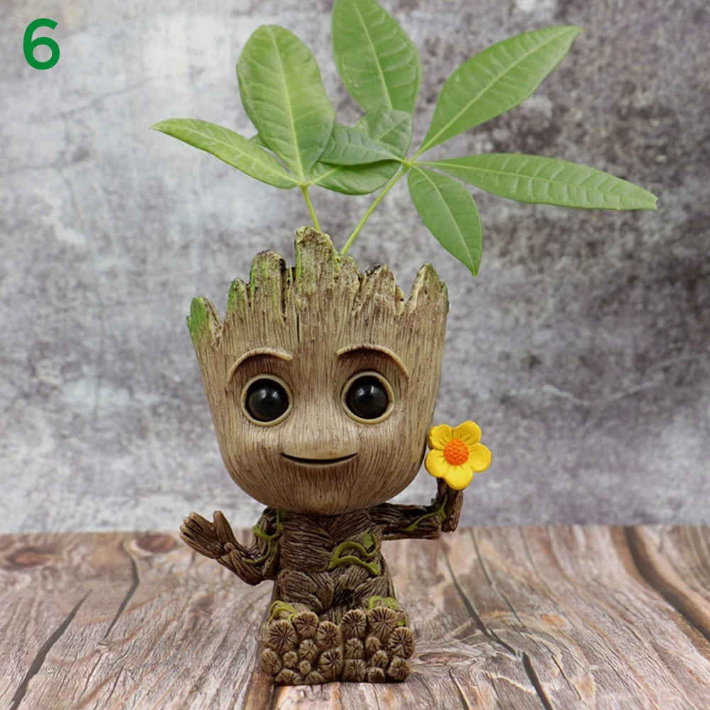 

Grootpop Flowerpot Cute Model Toy Pen Pot Flower Pot Planter Figurines Tree Man Garden Flower Gift For Baby Kids