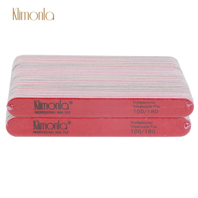 

50 шт./упак. Klimonla 100/180 Грит пилка для ногтей Двухсторонняя доска для нарезки красный + черный Лайм ongle красота пилки для ногтей салон DIY Инструменты
