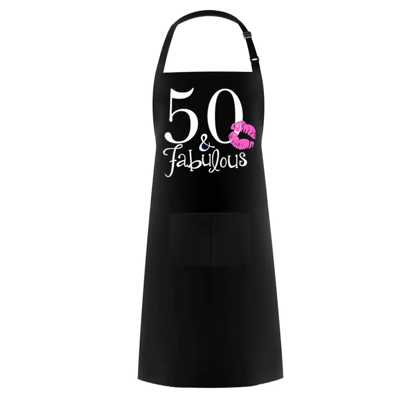 

50 And Fabulous Kiss Lips apron Fifty years old 50th Birthday party BBQ dinner decoration mom wife gift present Photo props