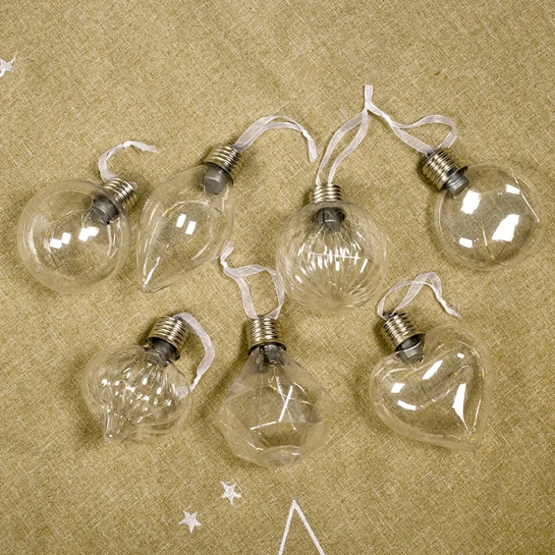 Christmas Transparent LED Bulb Ball Shape Pendants with Warm White Light Xmas Tree Hanging Decoration Ornament