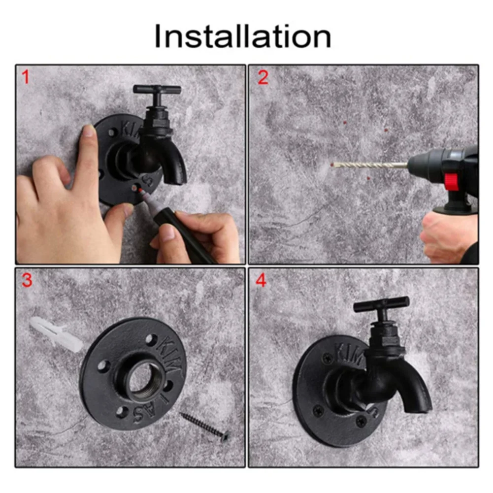 

2pcs Office With Screws Towel Holder Home Decor Vintage Faucet Shaped Electroplated Black Hanging Hook Easy Install Wall Mounted