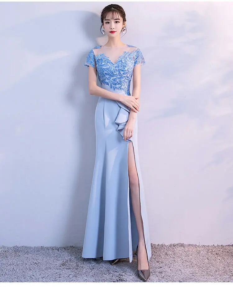 Светильник синие Элегантные платья невесты Vestido Largo Sirena для свадьбы длинное