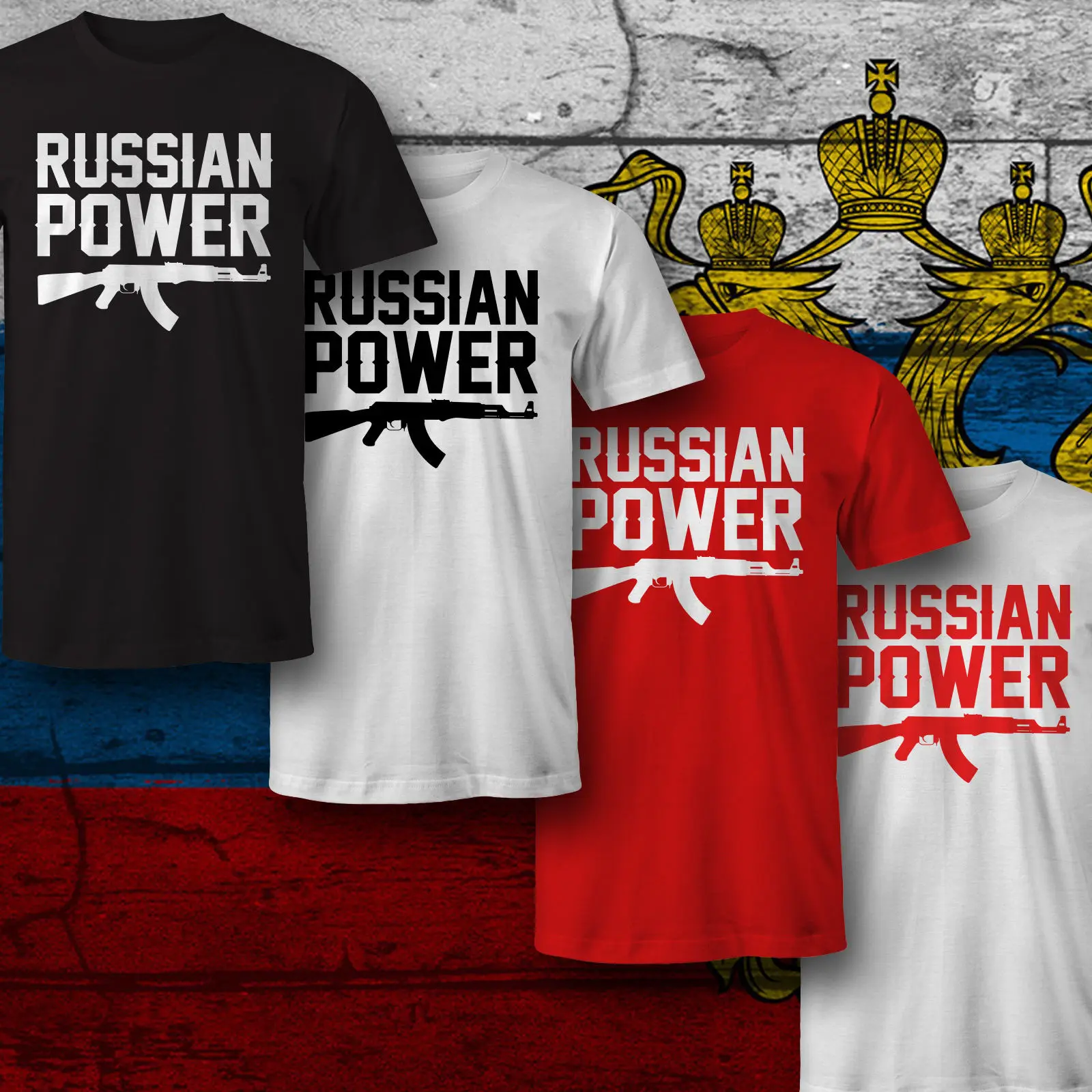 

Hot Sale Herren T-Shirt Druck Russian Power Ak 47 Kalaschnikow Russia Putin Moscow Cccp Tee Shirt Custom aldult Teen unisex