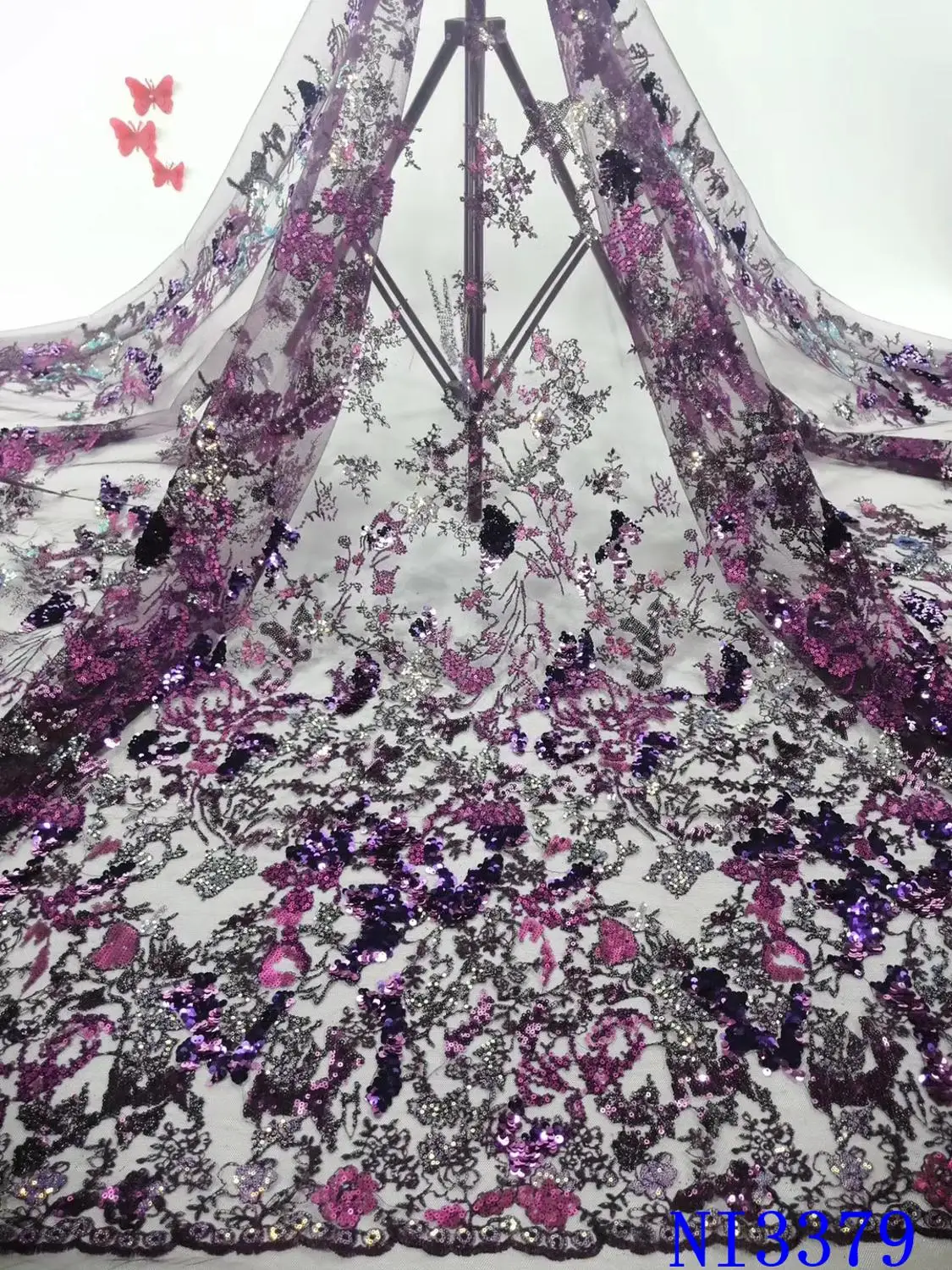 

NIAI African Lace Fabric 2020 High Quality Lace Nigerian Tulle Lace Fabrics Bride French Net Lace Fabric For Dress Sewing NI3379