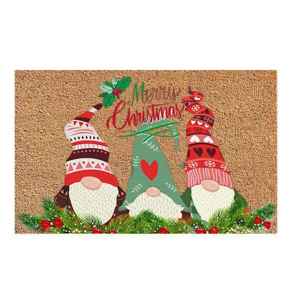 

Gnome Door Mat Nonslip Entryway Floor Rug Floor Decoration Cartoon Pattern Text Christmas Letters Doormat Home Carpet