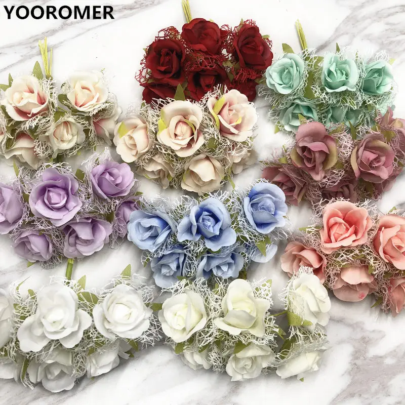 YOOROMER 6 шт. искусственная ткань цветок DIY свадьба вечеринка пневматическая