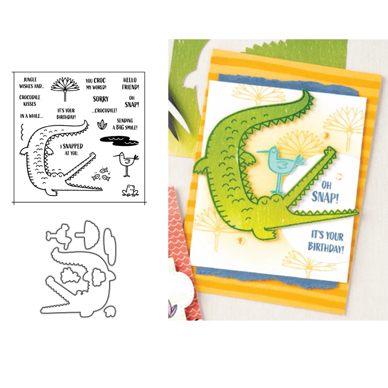 

Crocodile Metal Cutting Dies And Stamps Set Scrapbooking Steel Craft Die Cut Embossing Paper Cards Stencils Scrapbook Dies 2021