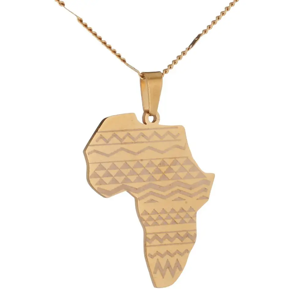Нержавеющая сталь Африка кулон карта ожерелье Женская Девушка Африканская Карта