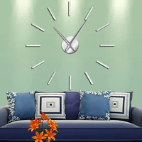 simple modern decorative 3d diy wall clock frameless creative show acrylic wall stickers with mirror surface for living room
