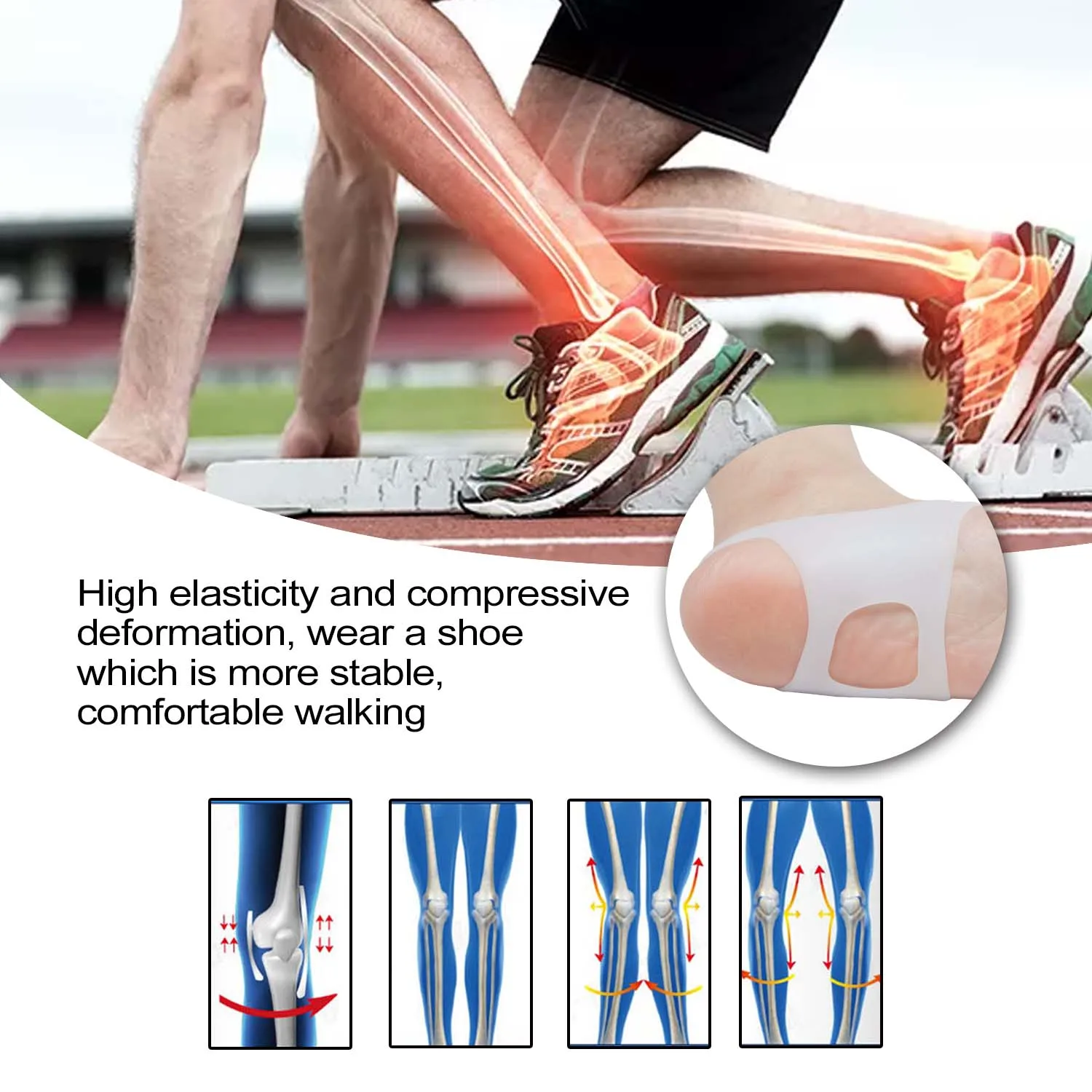 

2pcs O-type Foot Corrector Insoles Pads No Slip Shoes For Men And Women Silicone Orthopedic Insoles Foot Care Tool