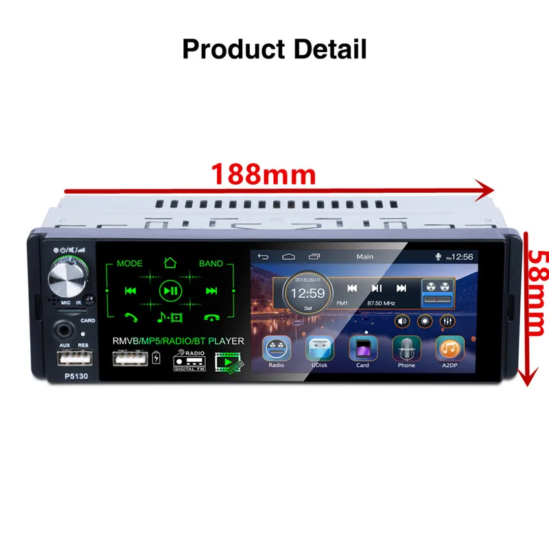 MP5 плеер Hikity 1 Din 4 дюйма Bluetooth изменение логотипа автомобиля USB RDS стерео AM FM радио