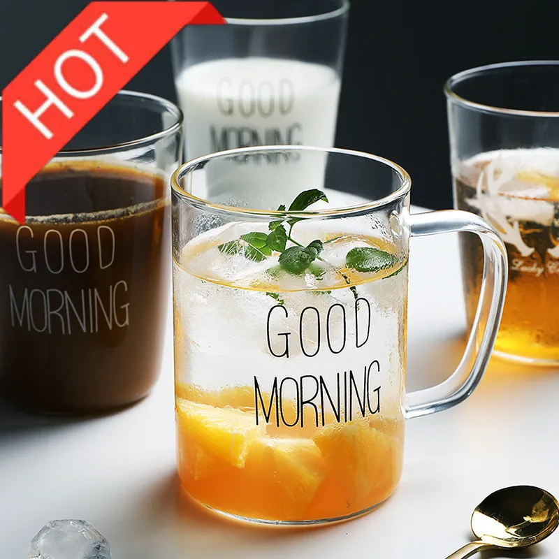 Good morning стекло 400 мл чайная кофейная кружка черный белый Молочный Сок чашка