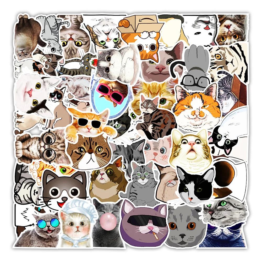 

10/30/50PCS Cute Cat Graffiti Stickers Luggage Balance Car Skateboard Mobile Phone Water Bottle Decorative Stickers Wholesale