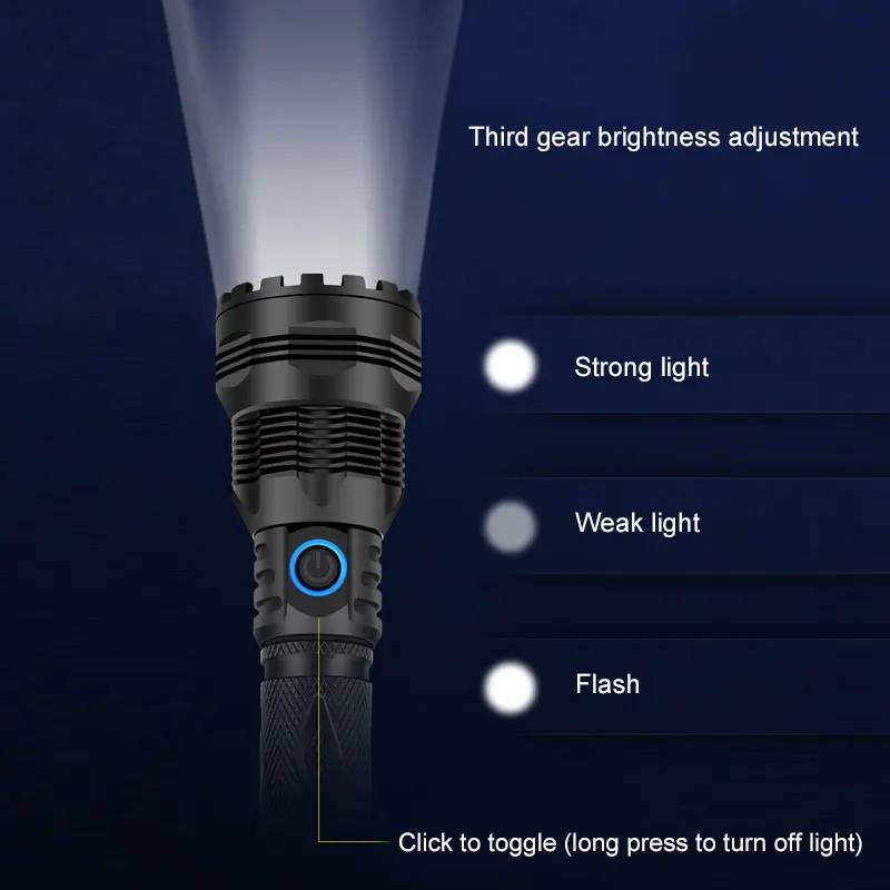 Barato Linterna Con Zoom Y Luz Potente Para Exteriores, P70, Carga Rápida, LED De Alta Potencia, Diseñada A Prueba De Agua, Para Batería Recargable 26650