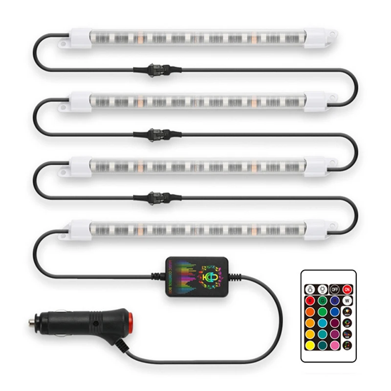 Новый автомобиль атмосферные огни мулт цвет RGB Светодиодные полосы света музыка