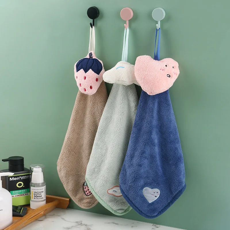 

Cartoon Coral Velvet Hand Towel Rag Hangable Handkerchief Absorbent Dishcloths Cleaning Wipe Cloth Kitchen Bathroom Accessories