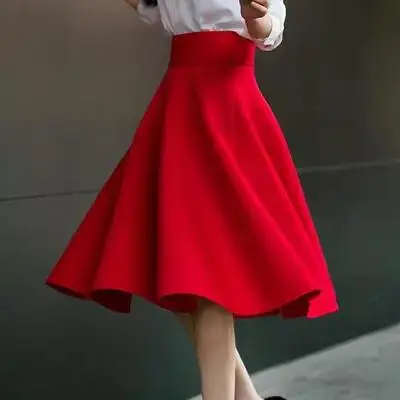 Элегантная плиссированная юбка с высокой талией зеленые белые расклешенные юбки