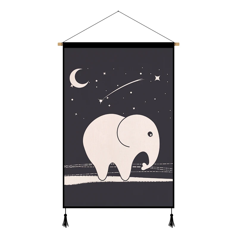 

Cartoon Ins Canvas Painting Cute Animals Wall Art Poster for Kids Room Home Living Room bedroom Scroll Hanging Wall Painting