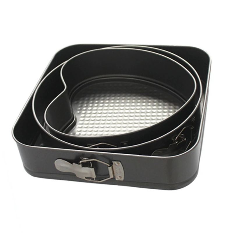 

3Pc Non Stick Spring Form Round Cake Baking Bake Tin Tray Pan Bakeware Removable Carbon Steel Cake Pan