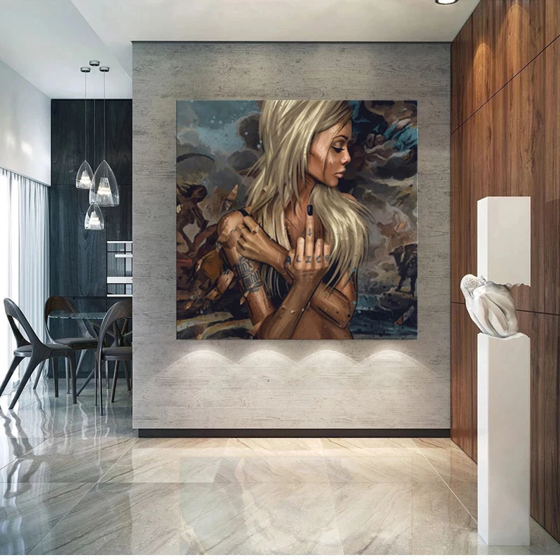 Крутая сексуальная девушка тату поп граффити улица Секс Женщины картина маслом