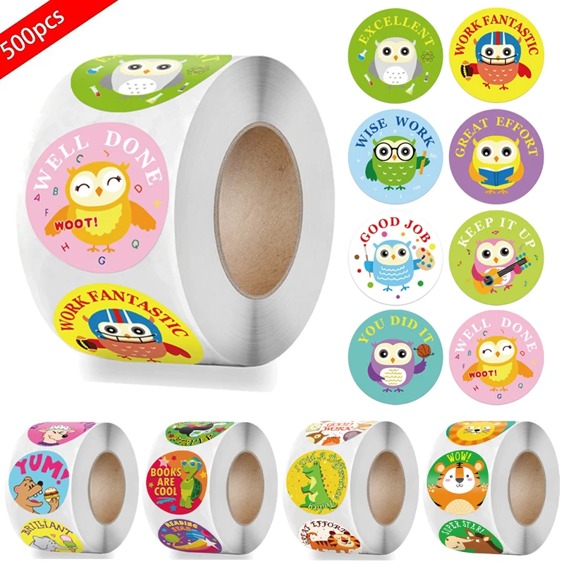 

500pcs/roll Reward Stickers Seal Labels Paper Decoration Sticker for School Encouragement Stedent Teacher Kid Stationery Sticker