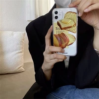 new ins bread korean 3d butter bread transparent phone case for iphone11 12 13 pro xs max xr 7 8plus se soft silicone back cover