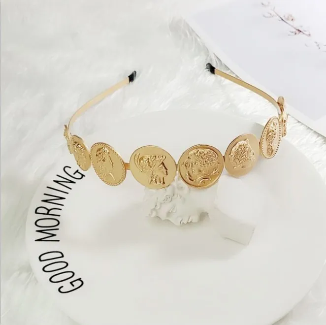 Повязка на голову женская в стиле барокко модный роскошный обруч с монетами и