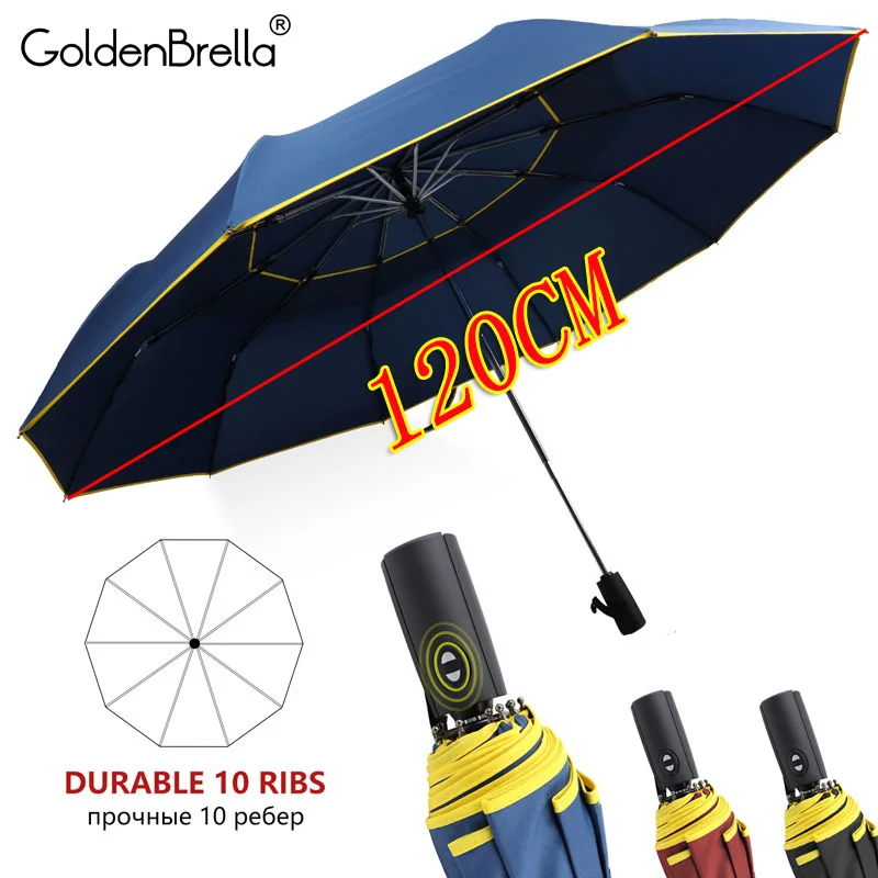 Высококачественный автоматический двойной большой зонт 120 см от дождя для женщин
