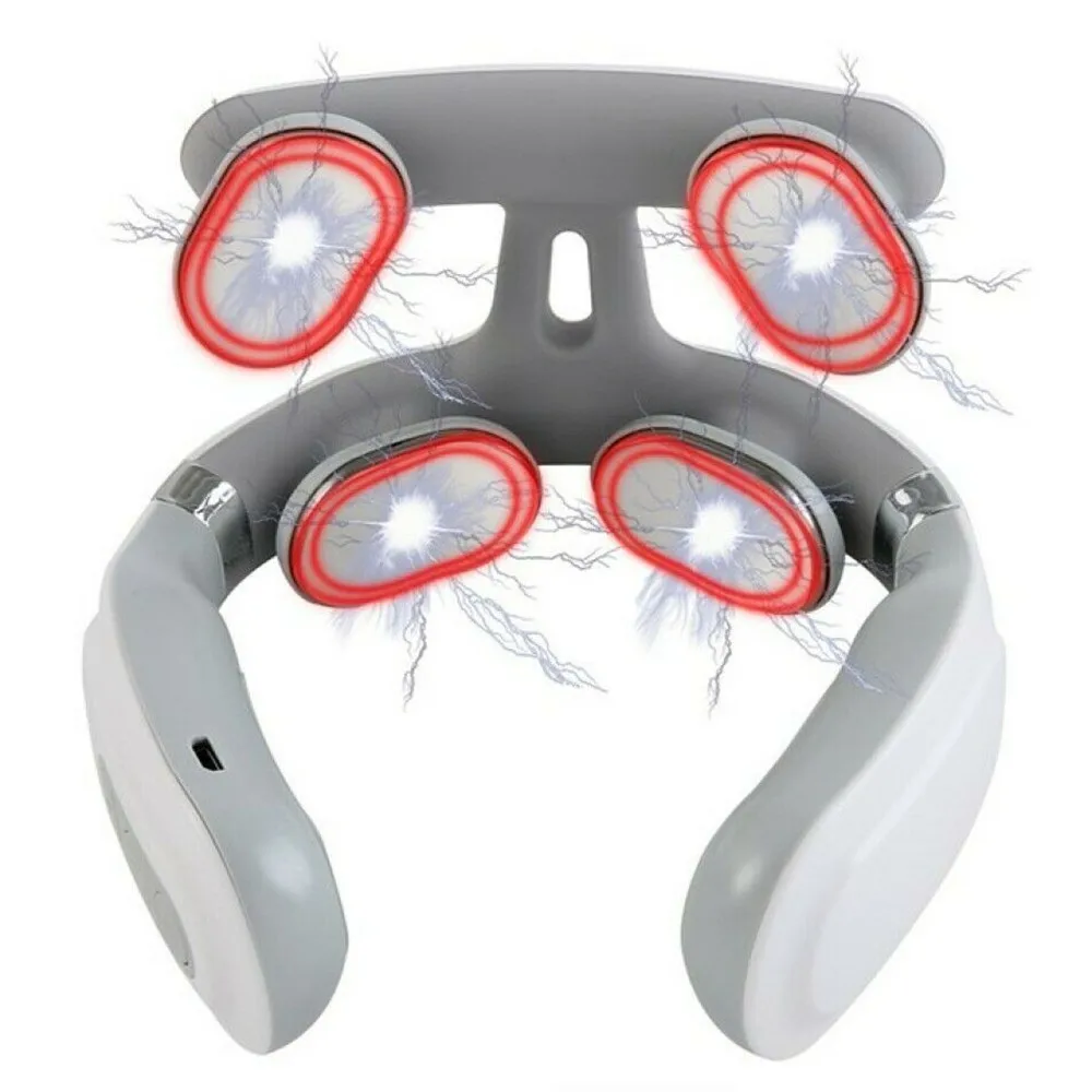 5 режимов массажер для шеи Портативный Электромагнитный импульсный с подогревом