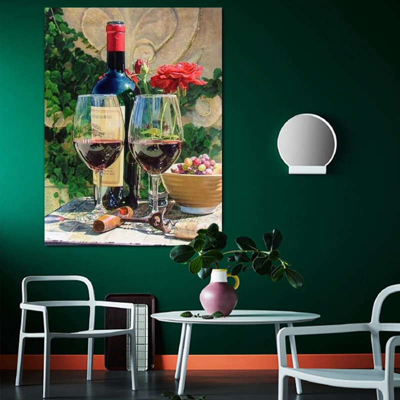 Diy краски по номерам картина Рисование с комплектами виноград вино натюрморт