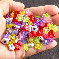 flower shape colorful mixed letter acrylic beads loose spacer beads for charm jewelry making handmade diy bracelet necklace
