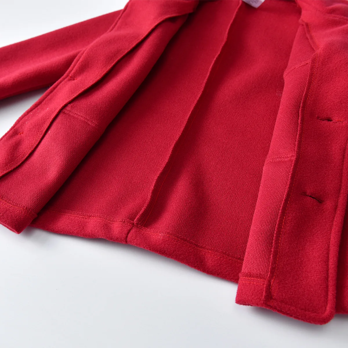 

Little Boy\u2019s Gentleman Woolen Coat V-neck Solid Red Color Long Sleeve Button Top with Pocket 2-7Y