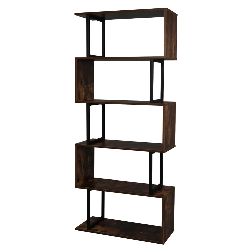 

5-Tier Industrial Easy-Assembly Metal Frame Bookcase Storage Shelf for Living Room Narrow Bedroom
