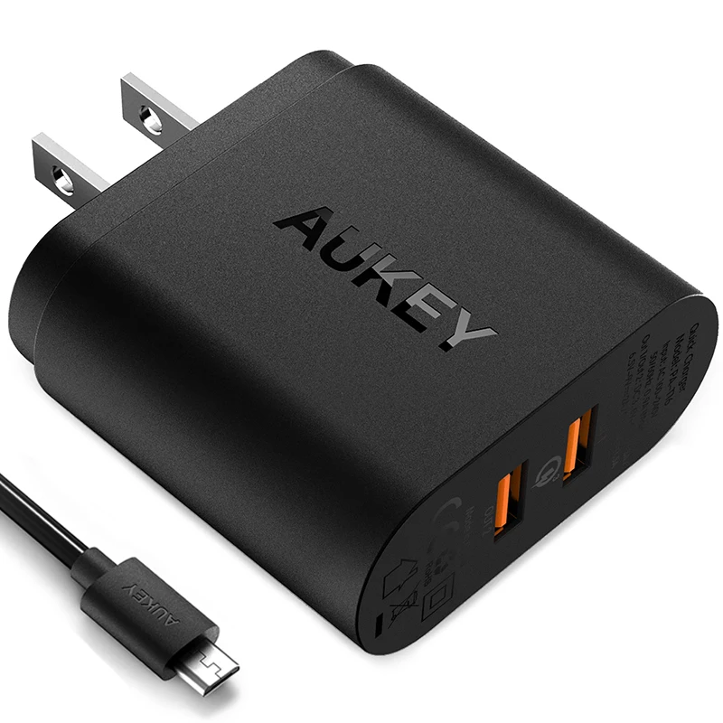 Зарядное устройство Aukey сетевое с двумя USB-портами и поддержкой быстрой зарядки 3 0