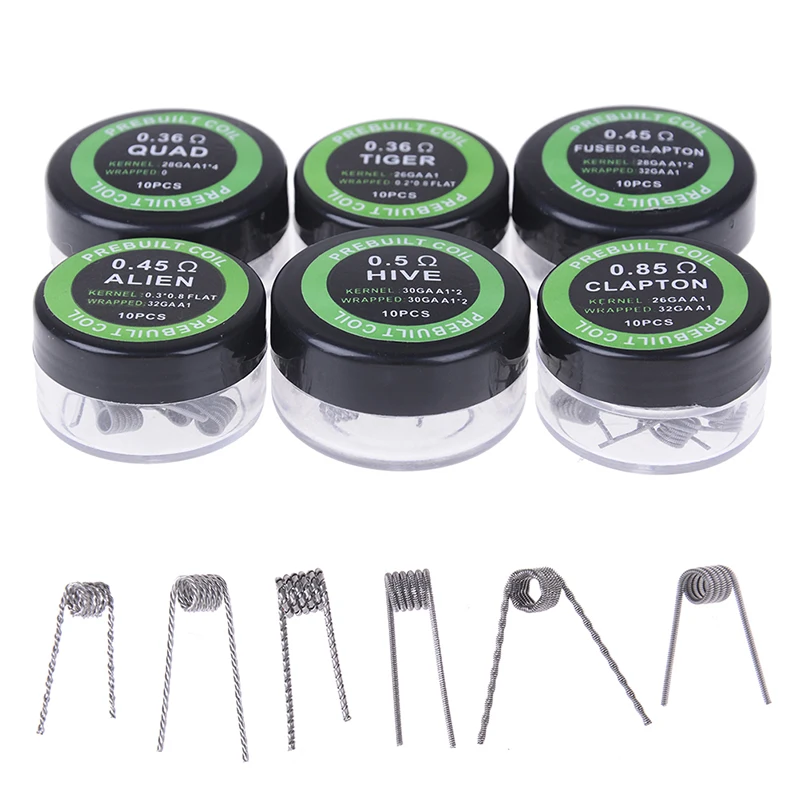 1Set Clapton Coils Twisted Fused Hive Premade Wrap Alien Mix Twisted Quad Tiger Heating Resistance Rda Coil Tool Parts