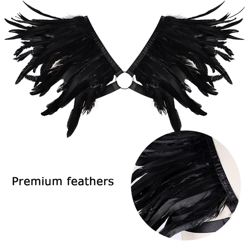 Мужские перьев клетка Bralette жгут эполет крылья укороченный топ Гот стимпанк