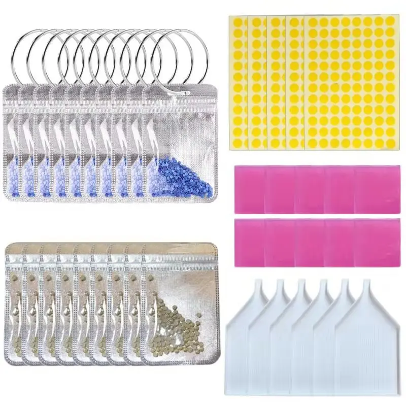 Набор аксессуаров для алмазной живописи в том числе мешки хранения клейкие точки