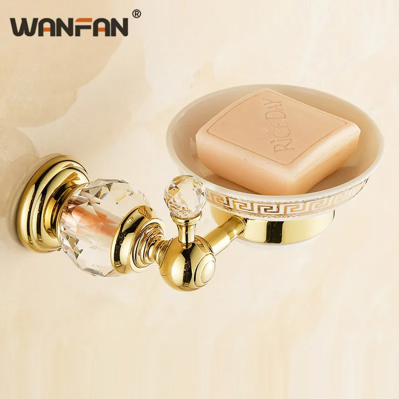 Роскошный золотой настенный держатель мыла декоративные стразы аксессуары для