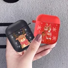 Чехол-накладка для Airpods 2, 1, 3 Pro, Apple Air pods, ТПУ, с изображением деда мороза, красного, черного цветов, на новый год