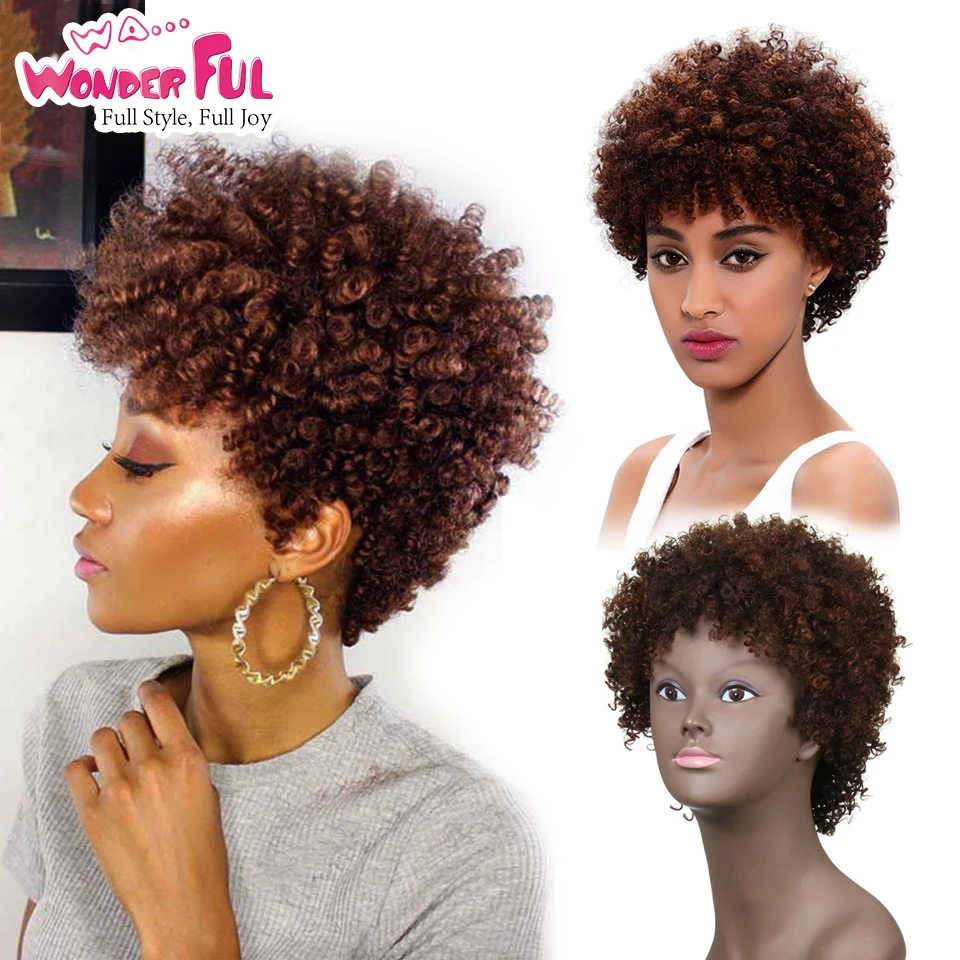 Parrucche meravigliose dei capelli umani parrucche brasiliane Afro crespi dei capelli ricci parrucche corte dei capelli umani per le donne nere parrucche fatte a macchina all'ingrosso