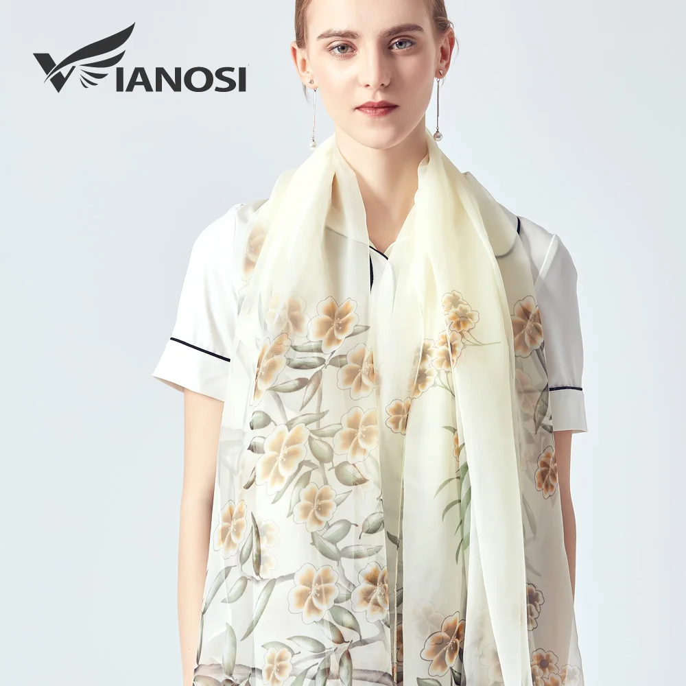 [VIANOSI] 2019 Для женщин шелковый шарф люксовый бренд белый платок wrap старинные