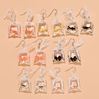 fashion creative transparent candy goldfish bag earrings female personality carp resin earrings earrings