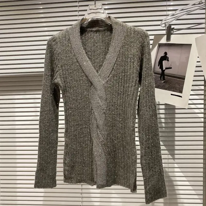 2021 осень и зима новый стиль V-образный вырез твист разы горячий дизайн Дамский