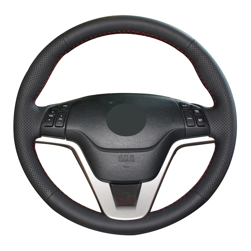 

Hand Sew Black Top Layer Leather Car Steering Wheel Cover for Honda CR-V CRV 2007 2008 2009 2010 2011