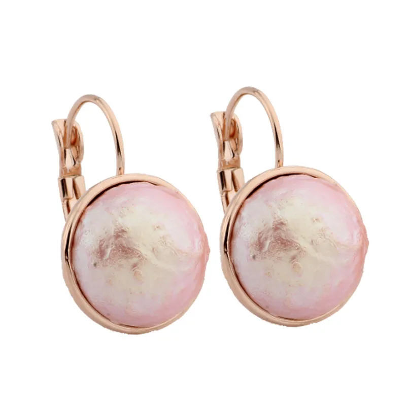 

New Round Shell Pearls Long Dangle Earrings Rose Gold Color Party Wedding Earring Women Simple Statement Earrings For Women 2022
