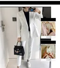 Костюм брючный женский с пиковым отворотом, пиджак и брюки, деловой костюм, белый комплект