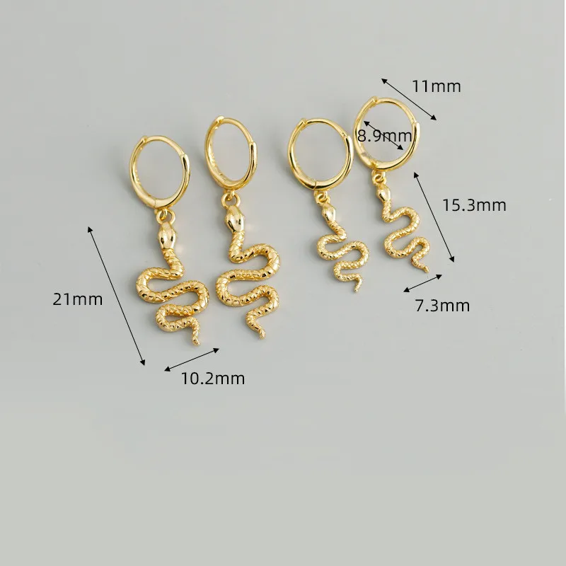 

WANTME Punk Genuine 100% 925 Sterling Silver Long Bohemian Snake Stud Earrings for Fashion Women Party Animal Jewelry Gift 2020